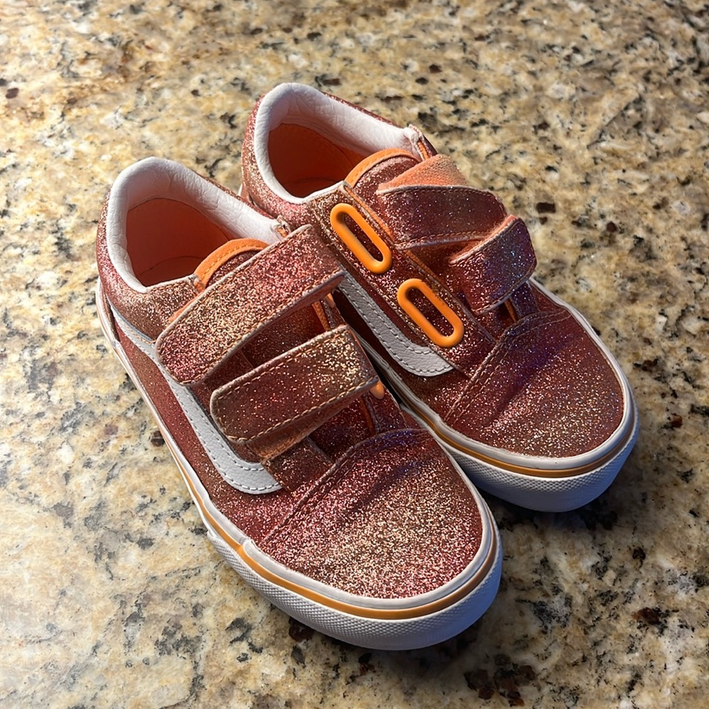 Vans Kids Sneakers in Glittery Pink and Orange